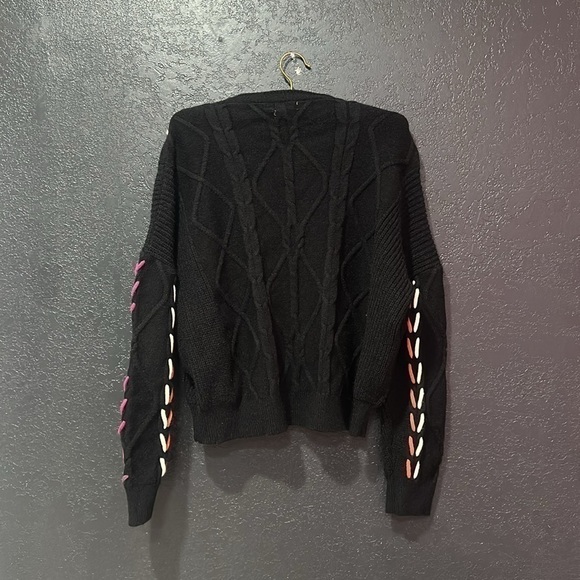 &MERCI Black Multicolored Knit Crew Neck Sweater Size L - Picture 3 of 6